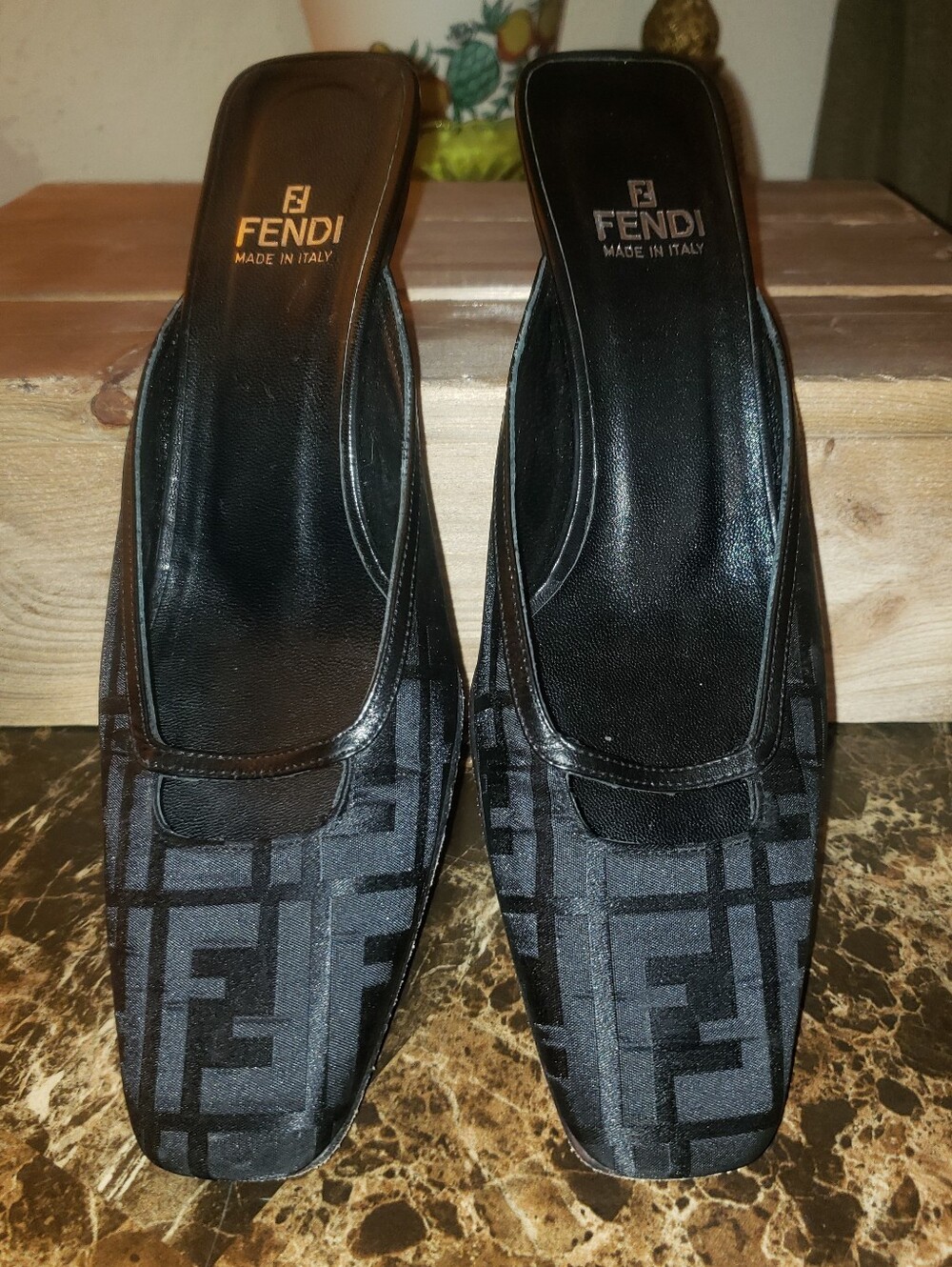Fendi FF Zucca Logo Mules